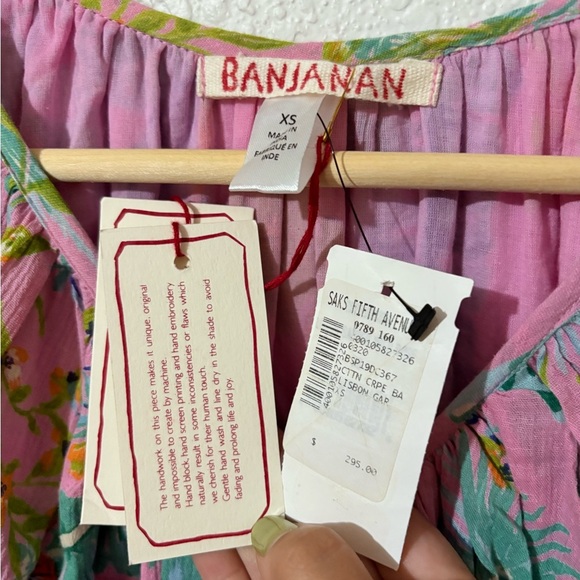 Banjanan Bazaar Wrap Floral Printed Cotton Mini Dress XS NWT - Picture 3 of 11